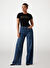 Guess Siyah Kadın Slim Fit Baskılı T-Shirt CN SS LOGO LACE TEE - MID ORGANIC S