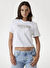 Guess Beyaz Kadın Box Fit Baskılı T-Shirt CN SS CROPPED WASHED - MID ORGANIC