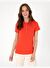 Kırmızı Regular Fit Pamuklu Polo Yaka Basic Tişört