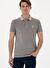 Erkek Slim Fit Polo Yaka Koyu Gri Yıkamalı Basic Tişört