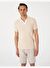 Bej Slim Fit Örme Dokulu Polo Yaka Tişört