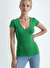 Parlak Yeşil V Yaka Kısa Kollu Kadın T-Shirt VALLI V-NECK