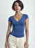Soluk Mavi V Yaka Kısa Kollu Kadın T-Shirt VALLI V-NECK