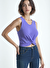 Açık Lila Bisiklet Yaka Pamuklu Kolsuz Crop Kadın T-Shirt TIANA