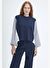 Kolları Çizgili Garnili Sweatshirt Lacivert