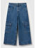 Kız Çocuk Denim Taş Yıkama Wide Fit Kargo Denim Pantolon