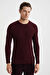Saç Örgü Desenli Lambswool Bordo Kazak