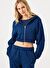 Aura Fermuarlı Crop Hoodie Lacivert