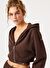 Aura Fermuarlı Crop Hoodie Kahverengi