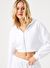 Aura Fermuarlı Crop Hoodie Beyaz