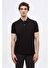 Ds Damat Regular Fit Siyah Pike Dokulu %100 Pamuk Kıvrılmaz Polo Yaka Nakışlı T-Shirt