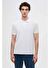 Ds Damat Regular Fit Beyaz Pike Dokulu %100 Pamuk Kıvrılmaz Polo Yaka Nakışlı T-Shirt