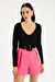 V yaka triko crop - SİYAH