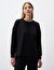 Siyah Bisiklet Yaka Uzun Kollu Oversize Sweatshirt