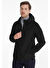 Siyah Slim Fit Düz Kapüşonlu Polar Mont