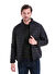 Siyah Slim Fit Düz Hakim Yaka Şişme Mont