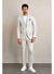 Gri Slim Fit Düz Mono Yaka Casual Keten Takım Elbise