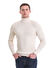 Bej Slim Fit Fitilli Balıkçı Yaka Yünlü Triko Kazak