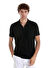 Siyah Regular Fit Jakarlı Polo Yaka Fermuarlı Tişört
