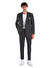 Kahverengi Slim Fit Çizgili Kruvaze Takım Elbise