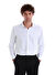 Beyaz Slim Fit 100% Pamuk Açık İtalyan Yaka Uzun Kollu Saten Gömlek