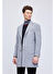Gri Slim Fit Ceket Yaka Yünlü Kaşe Palto