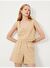 Naturel Regular Fit Keten Bluz