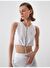 Beyaz Regular Fit Pamuklu Crop