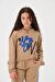 Unisex Çocuk Baskılı Kapüşonlu Sweatshirt - Bej
