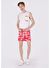 Slim Fit Orta Bel Baskılı Kırmızı Erkek Deniz Şortu Cl1063400