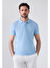 Ds Damat Regular Fit Açık Mavi Pike Dokulu %100 Pamuk Kıvrılmaz Polo Yaka Nakışlı T-Shirt