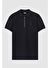 Twn Slim Fit Siyah Pike Dokulu Yarım Fermuarlı Polo Yaka T-Shirt