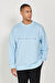 Erkek Mavi Oversize Bol Kesim Bisiklet Yaka Pamuklu Sweatshirt