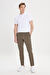 Erkek Haki Slim Fit Dar Kesim Yan Cep Pamuklu Esnek Chino Pantolon
