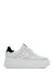 Kadın Beyaz Beğcıklı Kalın Tabanlı Deri Sneaker 25SFD371418