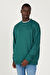 Erkek Koyu Yeşil Oversize Bol Kesim 3 İplik Bisiklet Yaka Pamuklu Sweatshirt