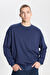 Erkek Lacivert Oversize Bol Kesim 3 İplik Bisiklet Yaka Pamuklu Sweatshirt
