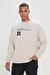 Erkek Açık Bej Oversize Fit Bol Kesim Harvard Lisanslı 3 İplik Pamuklu Bisiklet Yaka Sweatshirt