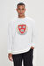 Erkek Ekru Oversize Fit Bol Kesim Harvard Lisanslı 3 İplik Pamuklu Bisiklet Yaka Sweatshirt