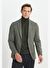Erkek Haki Slim Fit Dar Kesim Mono Yaka Desenli Torba Cepli Ceket