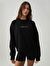 Body London  Pamuklu Normal Kalıp Oversize Günlük Siyah Sweatshirt 