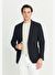 Erkek Siyah %100 Pamuk Slim Fit Dar Kesim Mono Yaka Torba Cepli Blazer Ceket