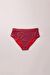 Kadın Kırmızı Renkli Retro Desenli Geniş Kenarlı Bikini Altı