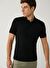 Erkek Siyah Polo Yaka Pamuklu Düğmeli Jakarlı Kısa Kol T-shirt A41Y1354