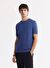 Erkek İndigo Bisiklet Yaka Önü Jakar Detaylı Rayon Triko T-shirt A51Y5004