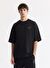Erkek Siyah Bisiklet Yaka Oversize Aplike Baskı Detaylı 2'İplik T-Shirt A51Y1082
