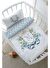 Anne Yanı Beşik Nevresim Takımı (60x100) - Blue Royal Series - M Harfi