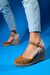 Luvi Shoes Kot Mavi Kadın Süet - Hasır Topuklu Sandalet 170-5001
