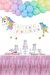 Çok Renkli  Unicorn Happy Birthday Banner
