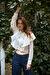 İşlemeli Pelerin Yaka Crop Poplin Gömlek